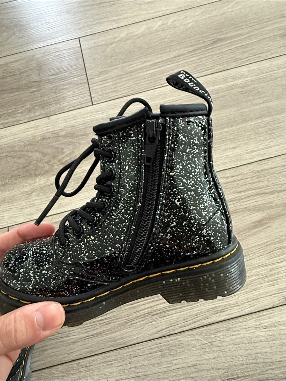 Dr. Marten Toddler 1460 Glitter Lace Up Black Boots size 7